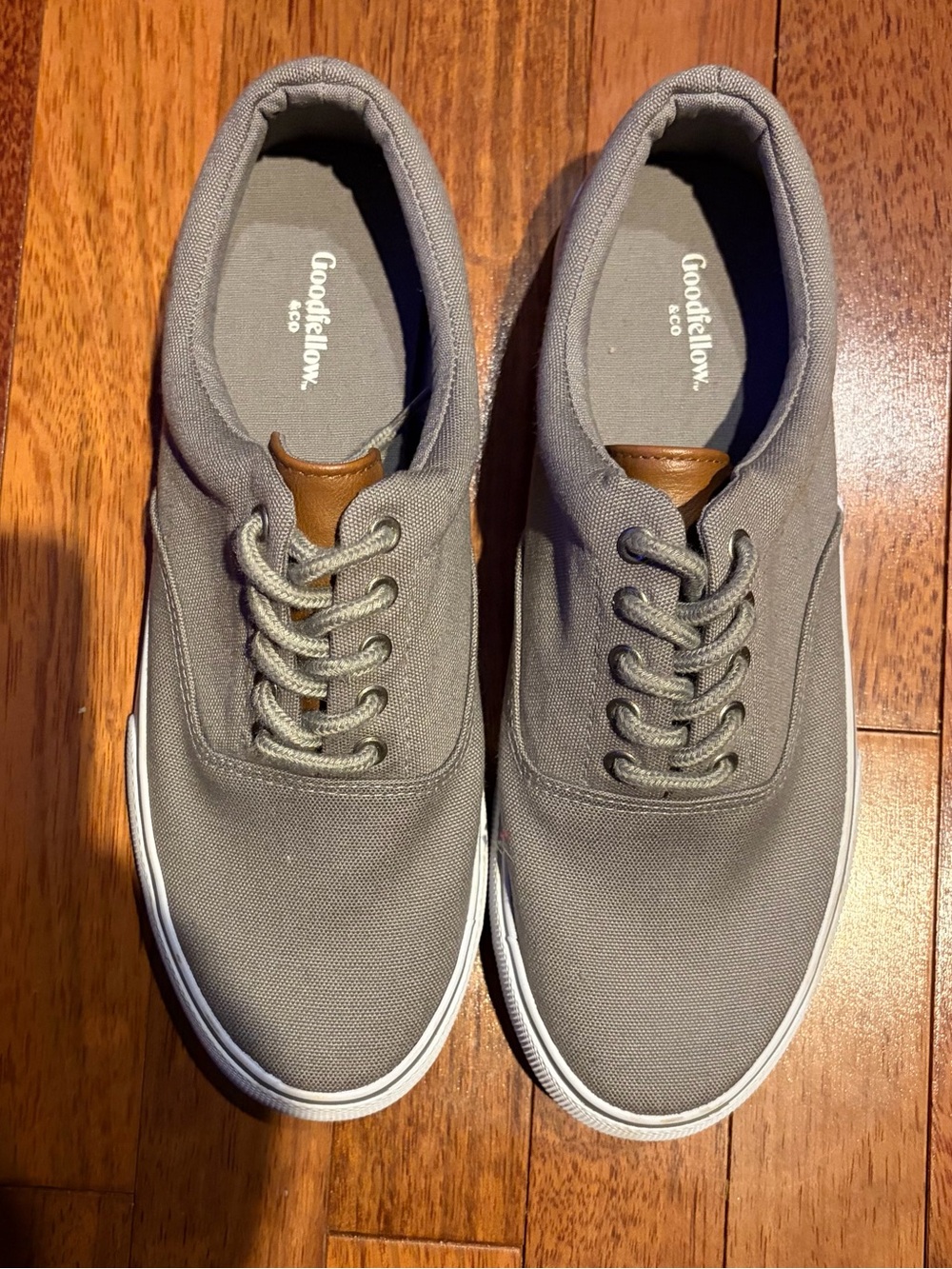 Goodfellow & Co Gray Canvas Lace-Up Sneakers with Brown Accent